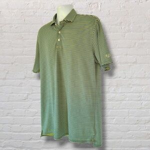 Holderness & Bourne Men’s Polo Shirt Large Tailored Fit Blue Yellow Striped Golf